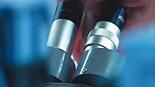 Un scientifique utilise un microscope