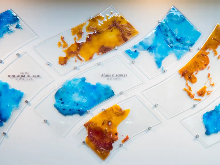 Artistic layout of the globe on a well.