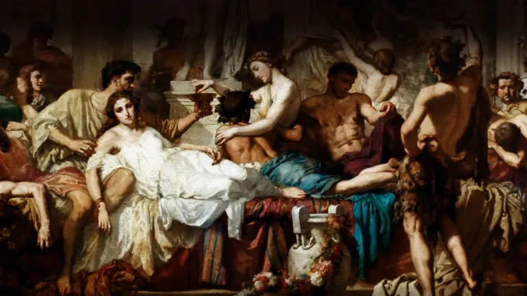 La célébration des Saturnales romaines dépeintes dans un détail du tableau de Thomas Couture, Les romains de la décadence, 1847, Musée d’Orsay Jésus célèbrerait-Il Noël ?