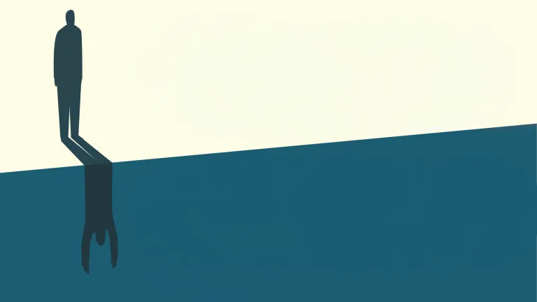 Une représentation artistique d'un homme et de son ombre