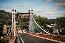 Wheeling suspension bridge